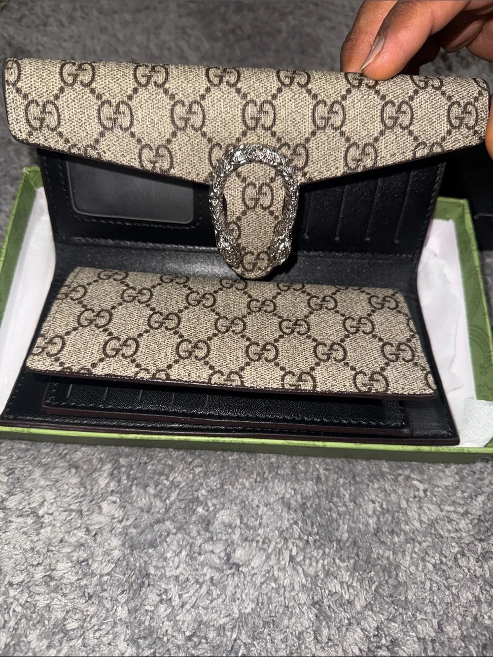 Beige Brown GG Supreme Dionysus Continental Wallet with Silver Hardware - Picture 6 of 8